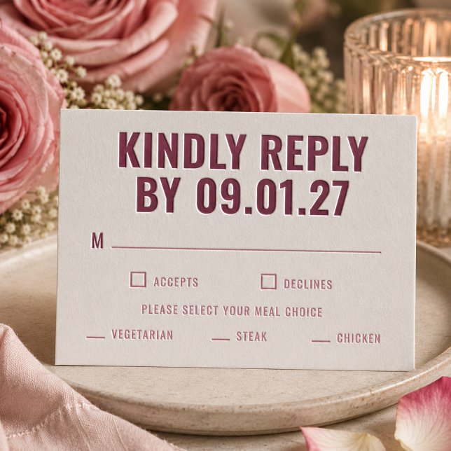 Bold Typography Wedding RSVP (Simulated RSVP card)