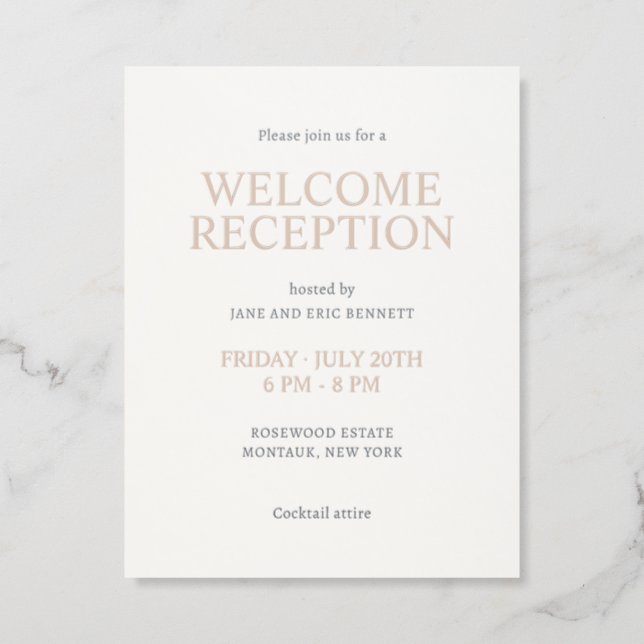 Bold Typography Wedding Welcome Reception  Letterpress Enclosure Card (Front)