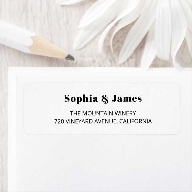 Bold Typography White Minimalist Wedding Label (Insitu)