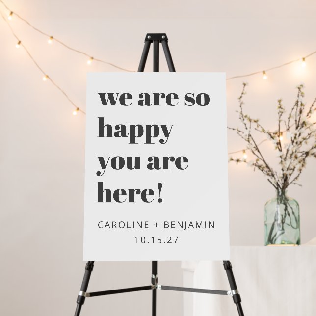 Bold Typography White Modern Wedding Welcome  Foam Board (In Situ (Stand))