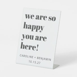 Bold Typography White Modern Wedding Welcome Pedestal Sign