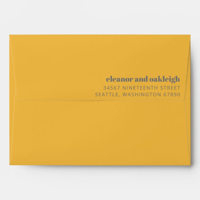 Bold Typography Yellow and Gray Modern Wedding Envelope (Back (Top Flap))