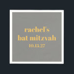 Bold Typography Yellow Gray Custom Bat Mitzvah Napkins<br><div class="desc">Bold Typography Yellow and Gray Custom Cute Bat Mitzvah Napkins</div>