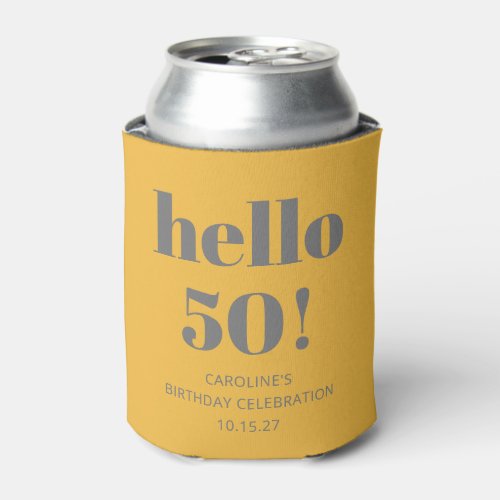 Bold Typography Yellow Gray Modern Birthday Party Can Cooler