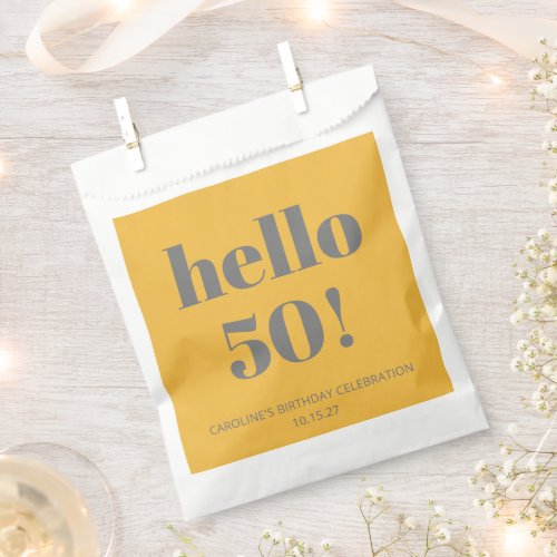 Bold Typography Yellow Gray Modern Birthday Party Favor Bag