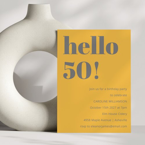 Bold Typography Yellow Gray Modern Birthday Party Invitation