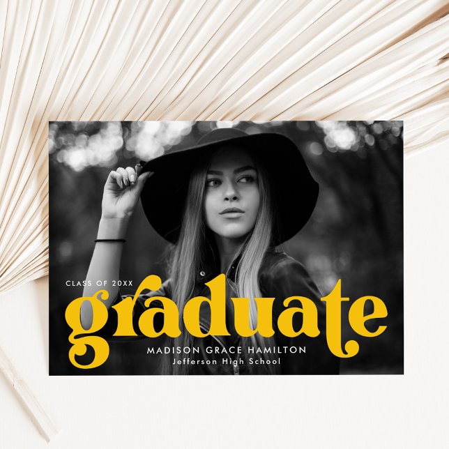Bold Typography Yellow Photo Graduation Announcement (Creator Uploaded)