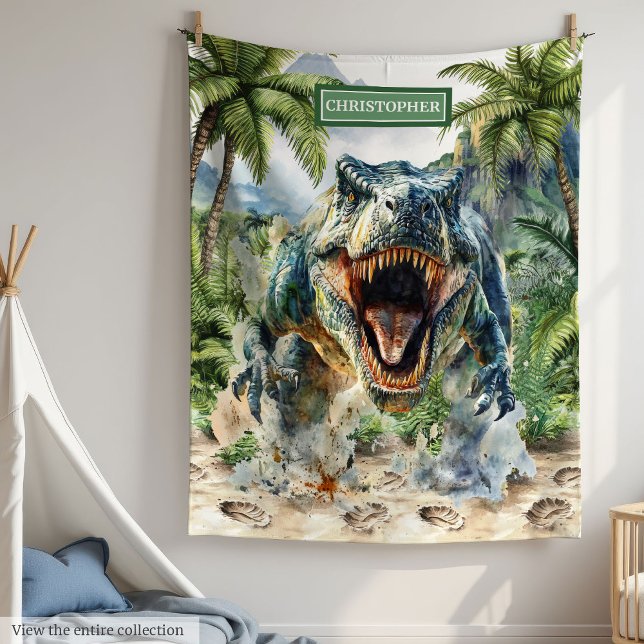 Bold Tyrannosaurus Dinosaur Blanket Personalized (Bold Tyrannosaurus Dinosaur Blanket Personalized Name)