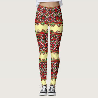 Bold Ukrainian Embroidery Vyshyvanka Leggings