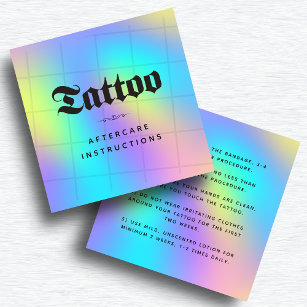Bold Unicorn Rainbow Tattoo Aftercare Instructions Square Business Card