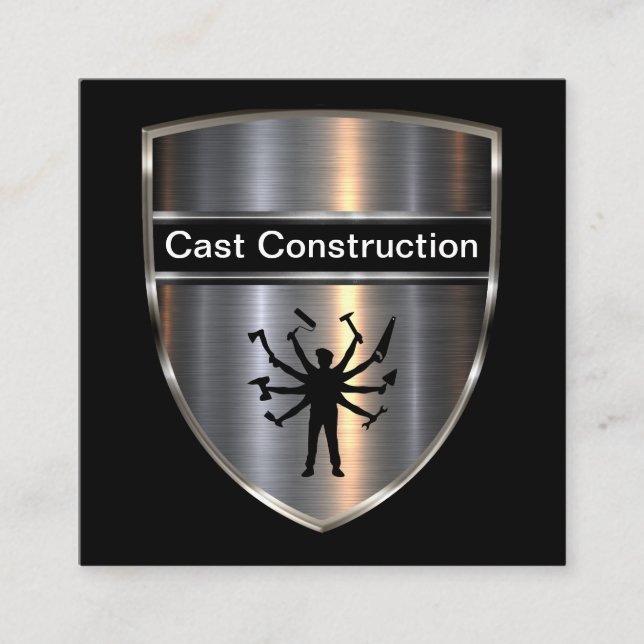 Bold Unique Construction Business Cards (Front)