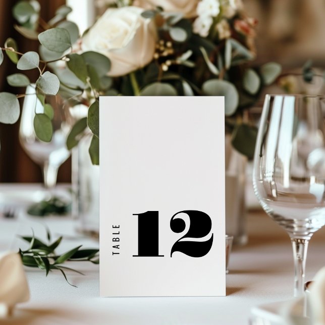 Bold Unique Contemporary Black White Wedding Table Number (Creator Uploaded)