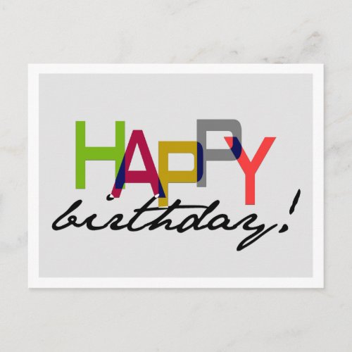 Bold Unisex Happy Birthday Typography Postcard