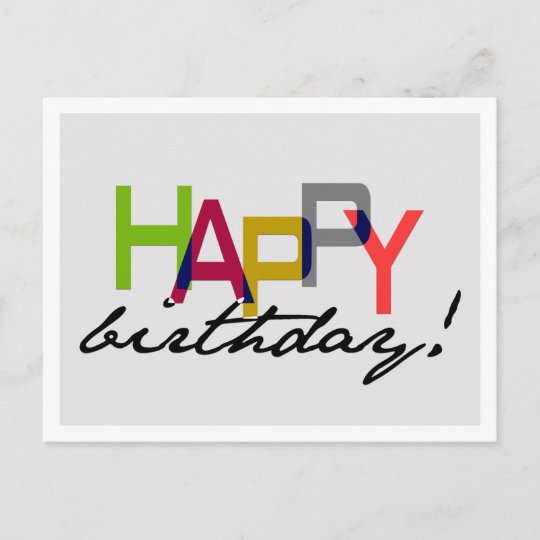 Bold Unisex Happy Birthday Typography Postcard | Zazzle.com