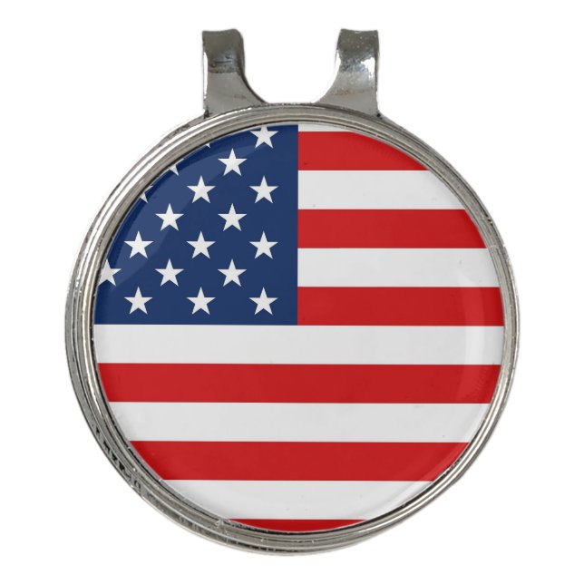 Bold USA Flag Hat Clip for Golf Accessories (Front)