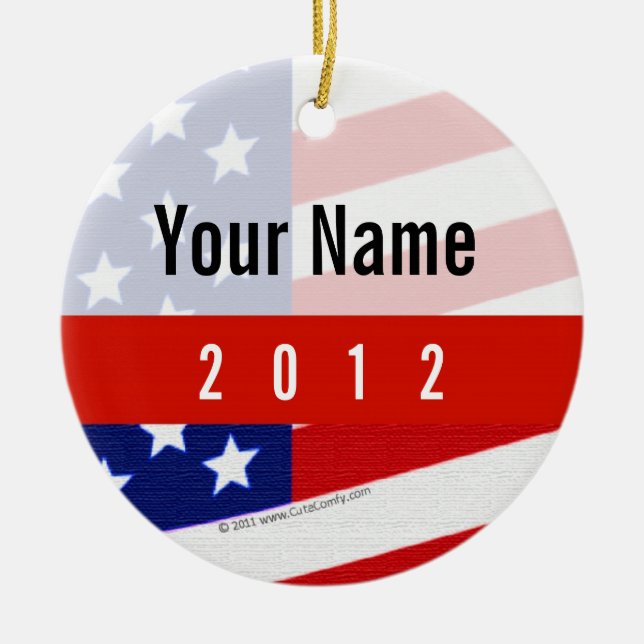 Bold USA Theme, Custom Personalized Design Ceramic Ornament (Front)