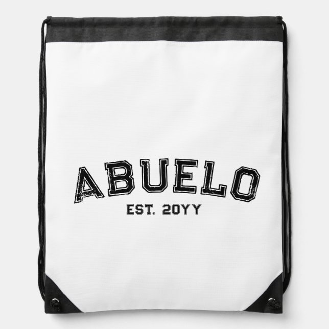 Bold Varsity Abuelo Grandpa Nickname Est Year Drawstring Bag (Front)