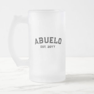 Bold Varsity Abuelo Grandpa Nickname Est Year Frosted Glass Beer Mug