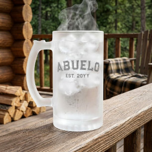 Bold Varsity Abuelo Grandpa Nickname Est Year Frosted Glass Beer Mug