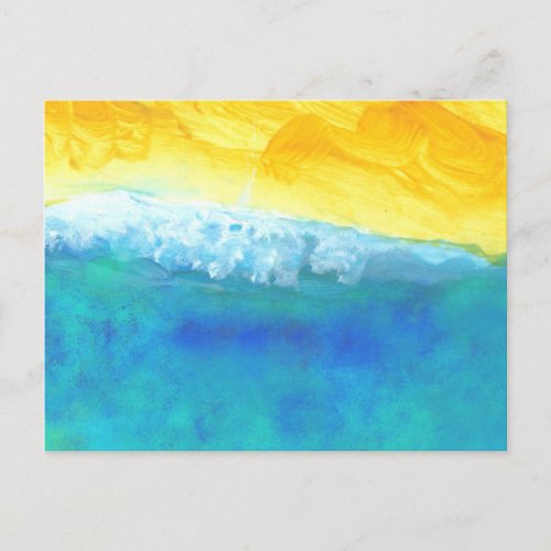 Bold Vibrant Abstract Seascape Painting Postcard