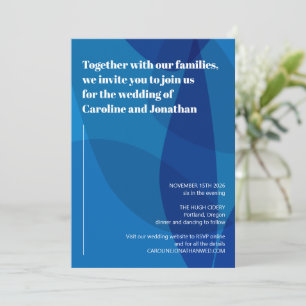 Bold Vibrant Artsy Blue Abstract Modern Wedding Invitation