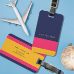 Bold Vibrant Blue Pink Yellow Color Block Bag Tag<br><div class="desc">Stylish personalized color block luggage tag in bold and vibrant blue, pink and yellow. Personalize this tag by replacing placeholder text with your information and for more options such as to change the font and it's size click the "Customize it" button. *Please note that the Zazzle Watermark that appears in...</div>