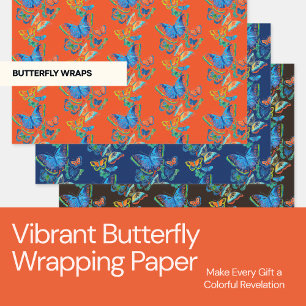 Bold & Vibrant Butterfly Wrapping Paper Set