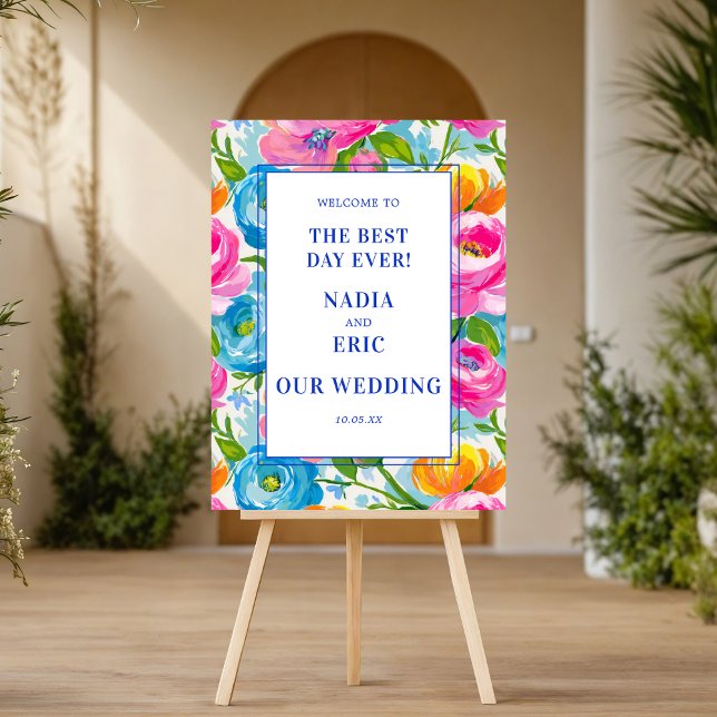 Bold Vibrant Colorful Floral Wedding Welcome Sign (Creator Uploaded)
