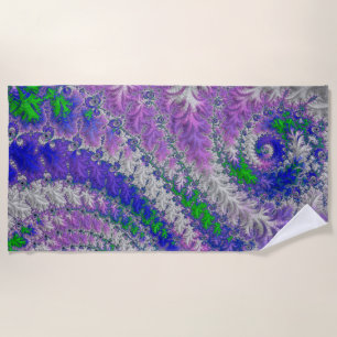 Bold Vibrant Colorful Funky Trippy Fractal Spiral Beach Towel