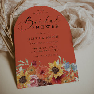 Bold Vibrant Floral Modern Arch Bridal Shower Invitation