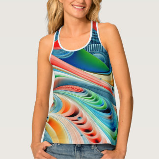 Bold Vibrant Fluid Geometry Tank Top