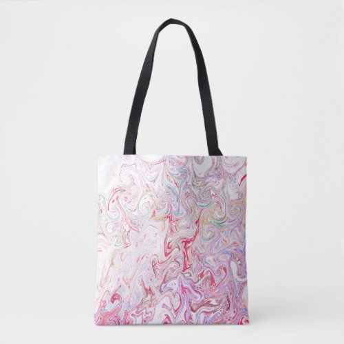Bold Vibrant Pink Fluid Marble Swirl Abstract Art Tote Bag