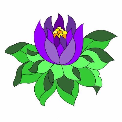 Bold Vibrant Pop Art Purple Lotus Flower Leaves Statuette