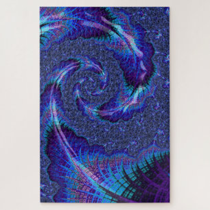 Bold Vibrant Psychedelic Spiraling Fractal Art Jigsaw Puzzle