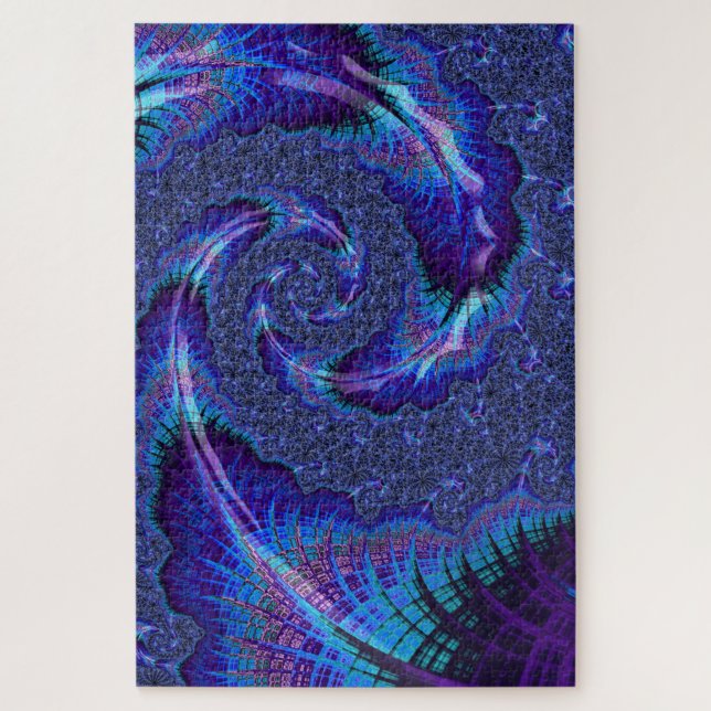 Bold Vibrant Psychedelic Spiraling Fractal Art Jigsaw Puzzle (Vertical)