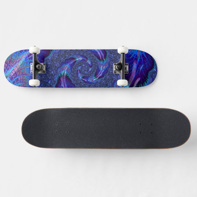 Bold Vibrant Psychedelic Spiraling Fractal Art Skateboard (Horz)