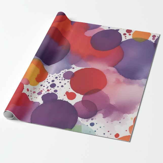 bold, vibrant splashes of color energetic pattern wrapping paper (Unrolled)