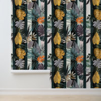 Bold vibrant vertical stripes with plant leaves