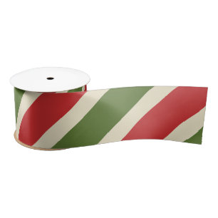 Bold Vintage Elegant Christmas Candy Cane Satin Ribbon