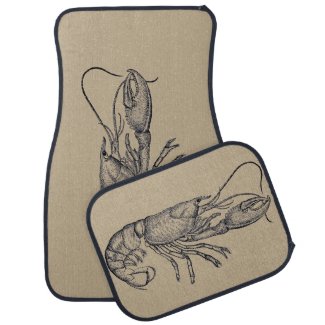   Bold  vintage  lobster - black  on khaki Car Floor Mat