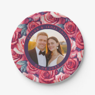 Bold Vintage Rose Plates For Wedding Guest Favor