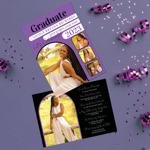 Bold Violet Black Typography Photo Graduation
