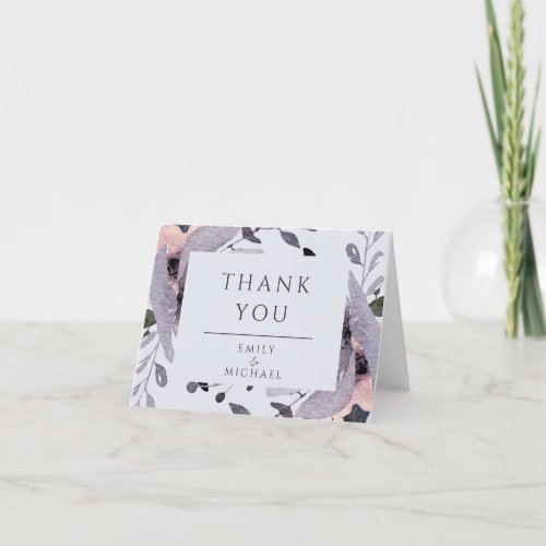 Bold Violet Plum Mauve Floral Abstract Thank You Card