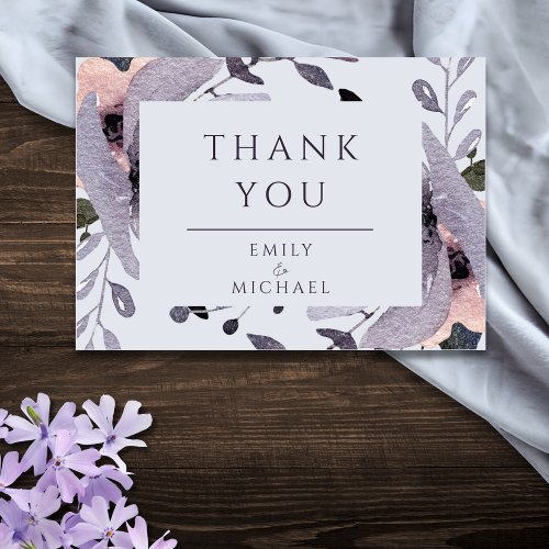 Bold Violet Plum Mauve Floral Abstract Thank You Card