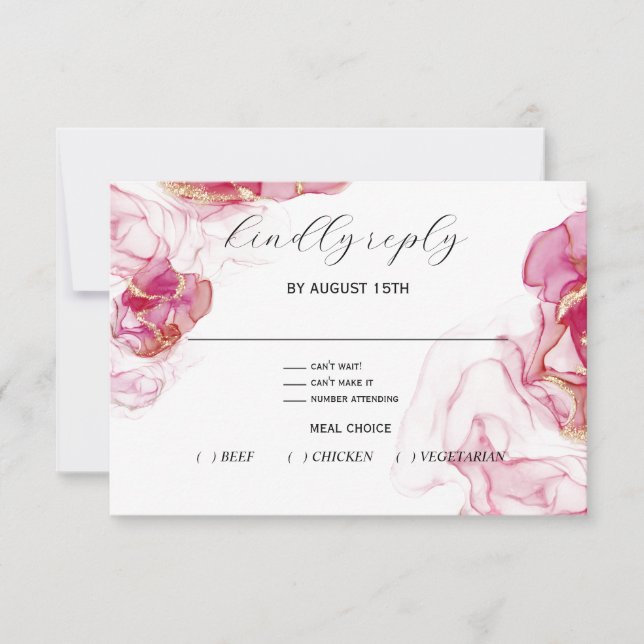 Bold Viva Magenta Crimson RSVP Card (Front)