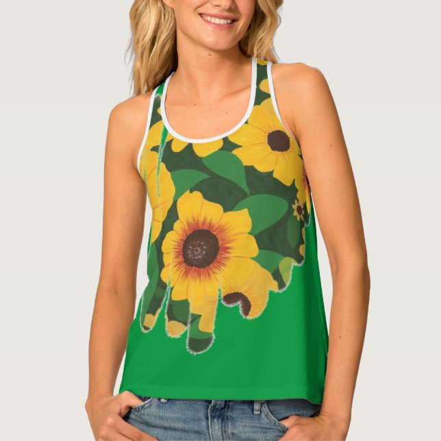Bold Vivid Patch of Sunflowers Tank Tops (Front)