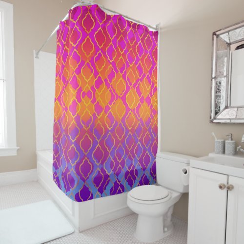 Bold Vivid Vibrant Colorful Pink Orange Gold Shower Curtain