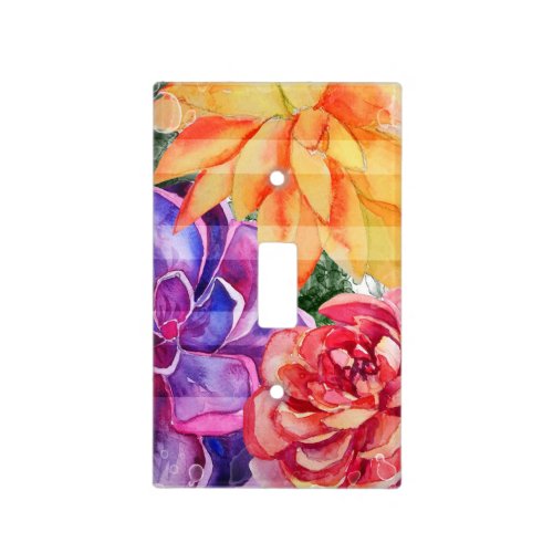 Bold Vivid Vibrant Colorful Succulents Light Switch Cover