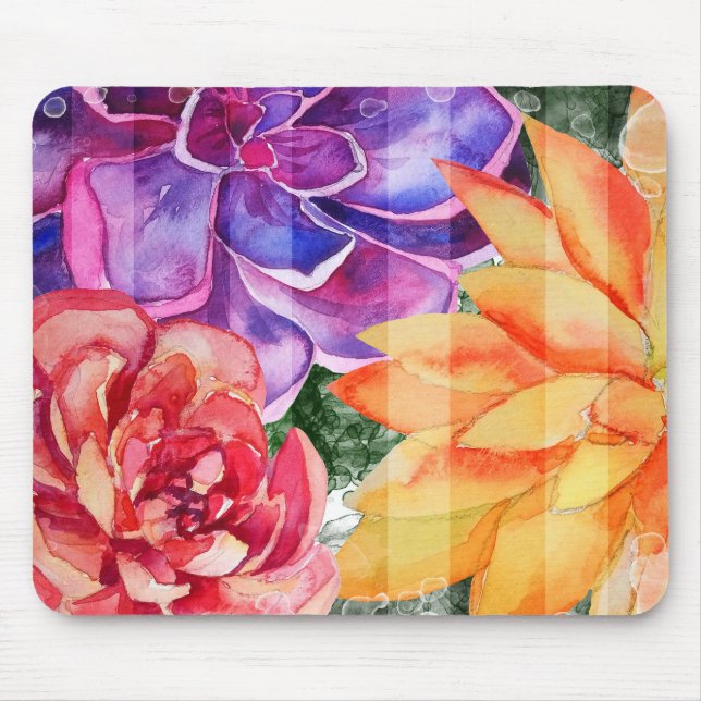 Bold Vivid Vibrant Colorful Succulents Mouse Pad (Front)