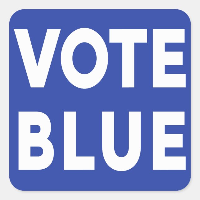 Bold Vote Blue white text on blue political Square Sticker (Front)